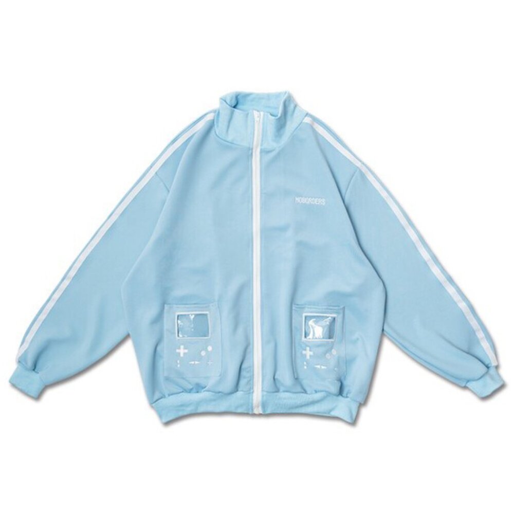 NEW ACDC RAG - Game Over Pastel Blue Jersey Oversized Jacket